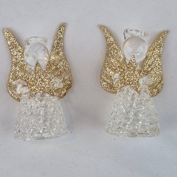 Giftco Clear Glass Angel Ornaments with Golden Glittery Wings Lot of 6 - Picture 12 of 16